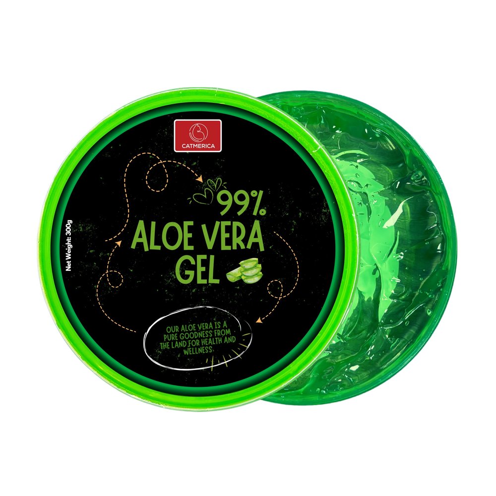 CATMERICA - Aloe Vera Gel  99% Pure, Fast-Absorbing and No-Residue Moisturizer, Non-Sticky - Aloe Vera can be good for Sunburn, after tanning, Dry Skin, Body, face & hair Care  10.1 fl oz (300g).