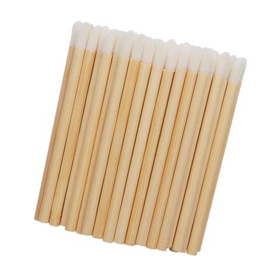 Baluue 100pcs Bamboo Lipstick Brush Applicator Disposal Makeup Brush for Lip Makeup Easy to Carry Portable Lipstick Applicators for Women