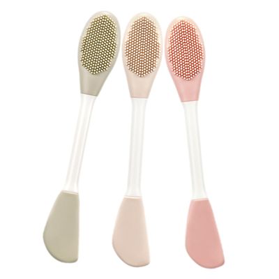 BIUDECO 3pcs Double Silicone Facial Mask Applicator Brush for Spa and Home Use Gentle Face Scrubber Tool