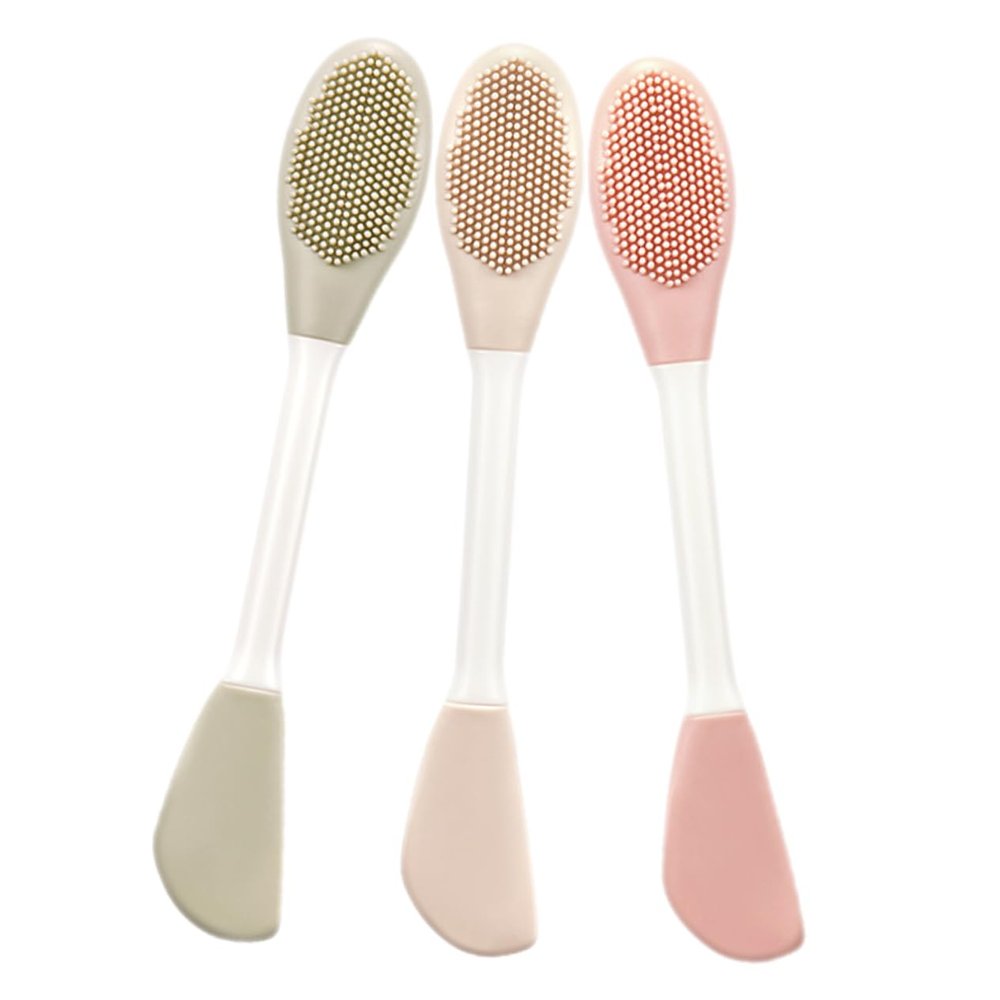 BIUDECO 3pcs Double Silicone Facial Mask Applicator Brush for Spa and Home Use Gentle Face Scrubber Tool