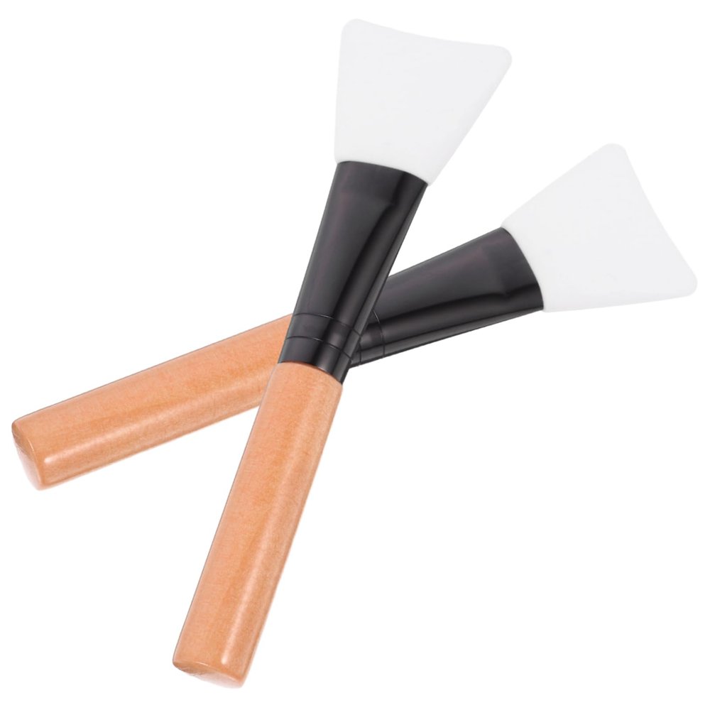 IWOWHERO 2pcs Facial Mask Brushes for Women Ergonomic Makeup Applicators for Even Mask Application Portable Lightweight Beauty Tools Natural Color