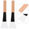 IWOWHERO 2pcs Facial Mask Brushes for Women Ergonomic Makeup Applicators for Even Mask Application Portable Lightweight Beauty Tools Natural Color view 3
