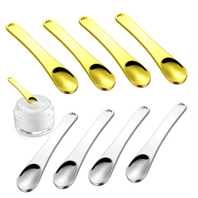 IWOWHERO 8pcs Metal Spatulas for Cream and Masks Facial Mixing Spoons and Cosmetic Skincare Tools for Easy Application and Sampling