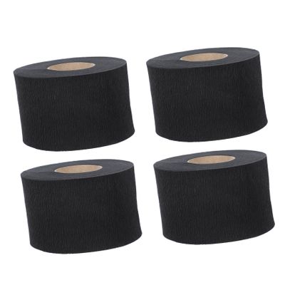 FRCOLOR 4rolls Disposable Black Neck Paper Strips Stretchy Neck Bands for Barbershop Hair Cutting Easy to Use and Secure for Professional Salon Services