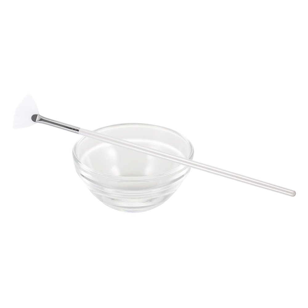 OHPHCALL 2pcs Facial Mask Brush Set Mixing Bowl Fan Shaped Applicator for Spa and Home Use Beauty Tool Kit for Application and Exfoliation