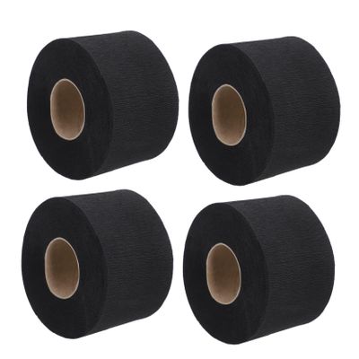 BIUDECO 4rolls Stretchy Barber Neck Strips Adhesive Hair Wrap Paper Strips for Barber Shop Black