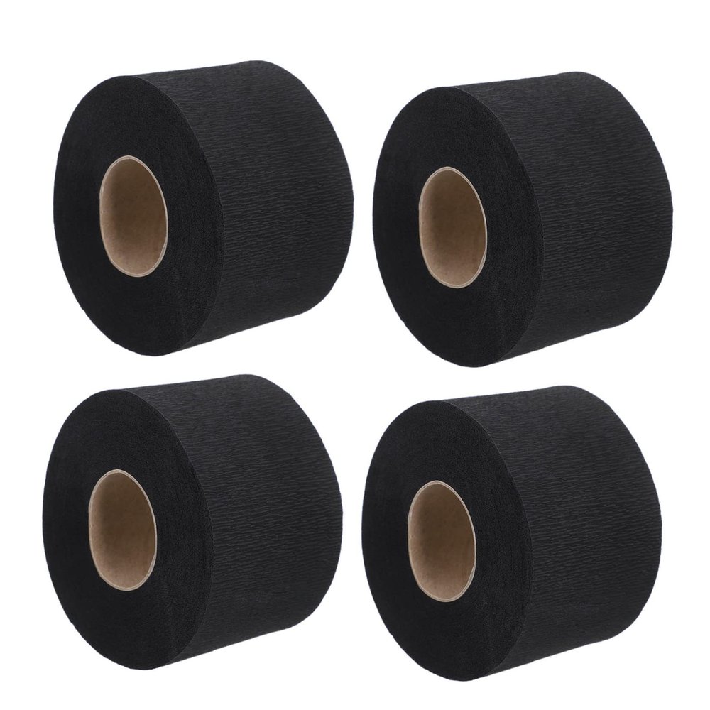 BIUDECO 4rolls Stretchy Barber Neck Strips Adhesive Hair Wrap Paper Strips for Barber Shop Black
