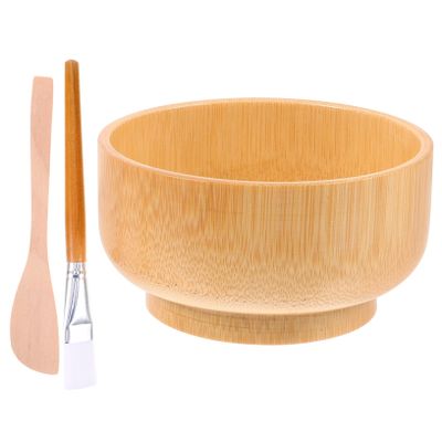 BIUDECO Diy Skin Care Kit 3-in-1 Mask Mixing Bowl Spatula Brush Set Wood Bowl for Face Mask Application