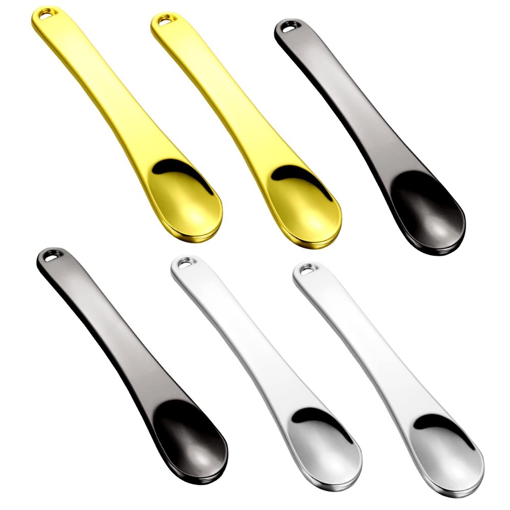 FRCOLOR 6pcs Zinc Alloy Reusable Cosmetic Spatula Mask Mixing Spoons for Skincare