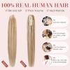 Human Hair Claw Clip Ponytail, Claw Clip Human Hair Ponytail,Effortless Application with Secure Hold,Style in Seconds,Quick Styling Solutions for Busy Lives 18"/113g Golden Brown Mix Bleach Blonde view 3