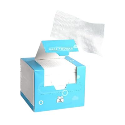 face Dry wipes, 50ct Face Towel,Biodegradable Facial Towels,Extra Thick Soft Large Clean Facial Towels Plant Fiber Facial Washcloth Dry Wipes for Sensitive Skin,Travel,Makeup Remover-50 Count