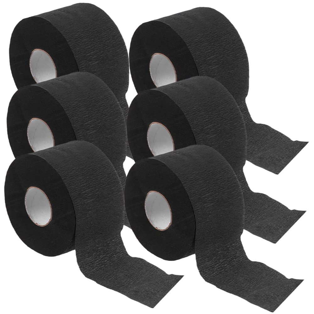 VINTORKY 6rolls Neck Covering Paper for Salon Stretchy Barber Neck Strips Lightweight and Adhesive Bands for Hair Cutting and Color Treatments Black