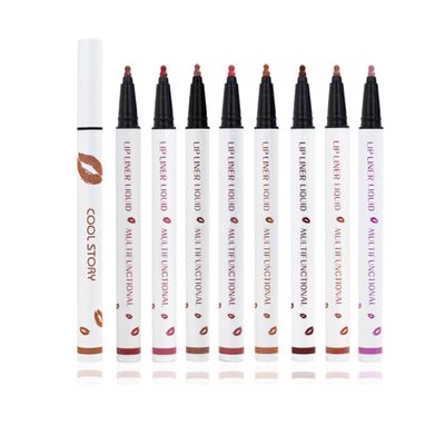 Anokia Longwear Liquid Lip Liner, Cool Story Lip Liner Liquid, Benighty Liquids LipLiner, 2-in-1 Waterproof Long-Lasting Matte Liquid Lipstick for Women (8PCS, 0.6ml)