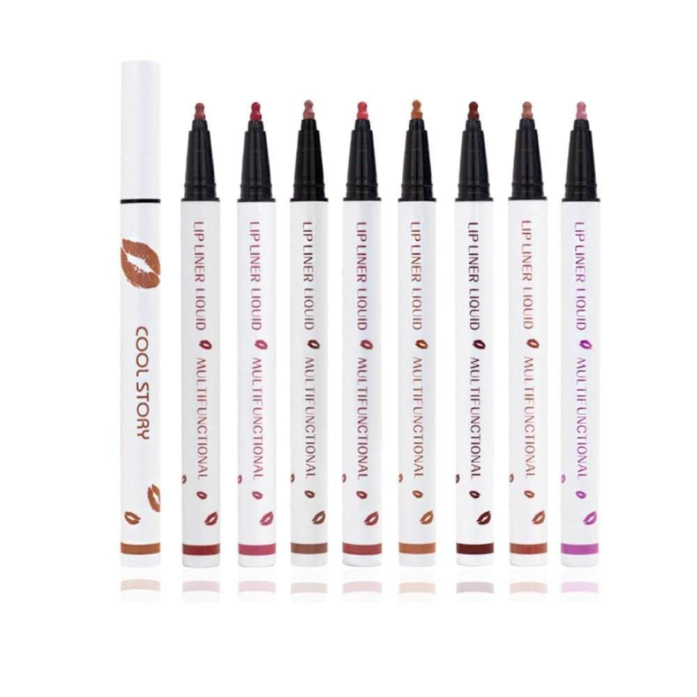 Anokia Longwear Liquid Lip Liner, Cool Story Lip Liner Liquid, Benighty Liquids LipLiner, 2-in-1 Waterproof Long-Lasting Matte Liquid Lipstick for Women (8PCS, 0.6ml)