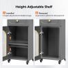 OmySalon Salon Cart with Wheels, 3-Tier Rolling Beauty Cart with Glass Door & Dryer Holder, Mobile Hair Styling Station for Barber, Spa, Esthetician, Nail & Tattoo Artists, Lockable Storage, Grey view 3