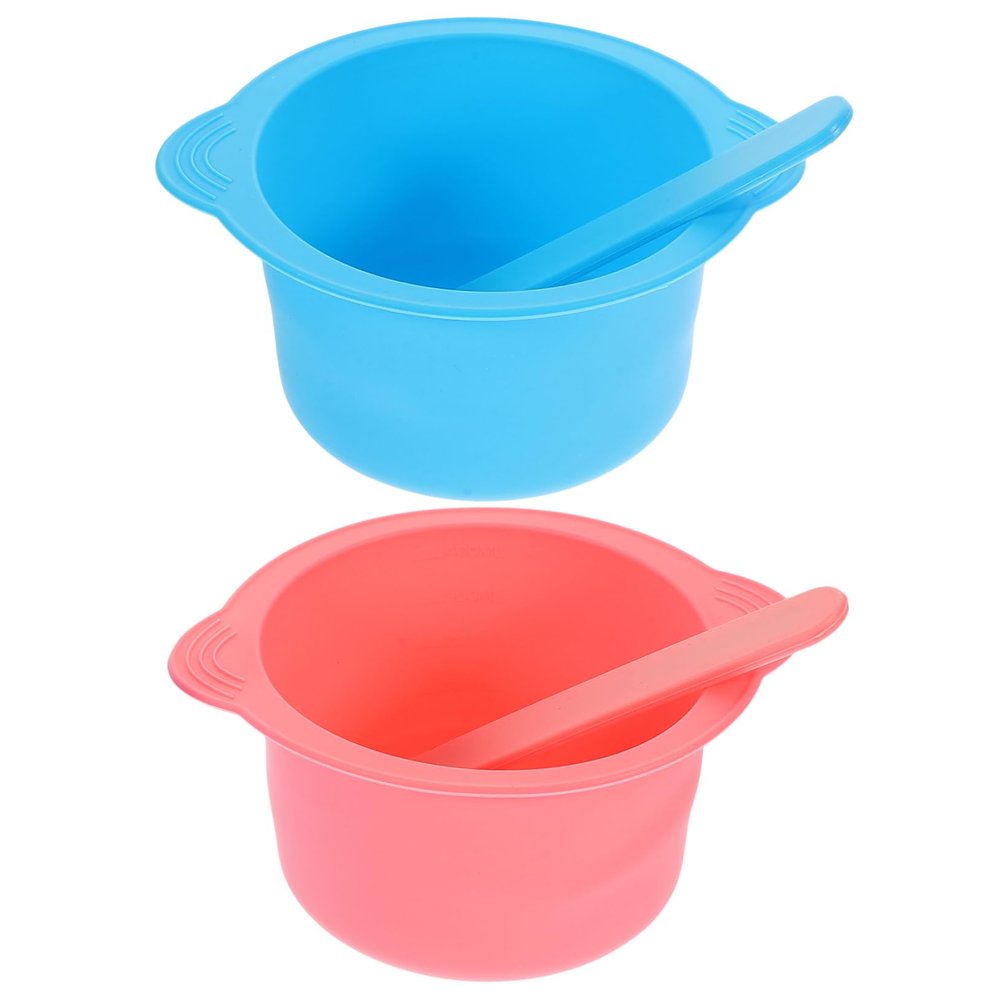 Didiseaon 2set Silicone Wax Melting Container Set High Bowls Scrapers for Facial Masks Easy to Clean for Home and Salon Use