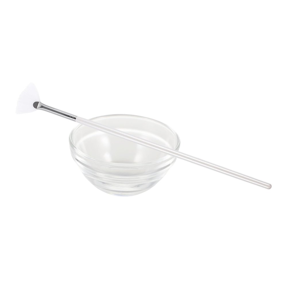 NOLITOY 2pcs Facial Mask Applicator Tool Set Fan Shaped Brush and Glass Bowl for Diy Skin Treatments and Spa Use Comfortable and Material for Application