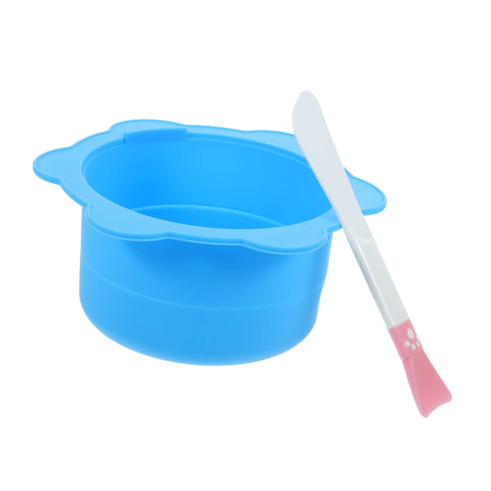 IWOWHERO Silicone Facial Mask Mixing Bowl for Treatments Easy to Clean Wax Melting Bowl with Handle for Face Masks and Wax Melting Blue Design