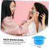 IWOWHERO Silicone Facial Mask Mixing Bowl for Treatments Easy to Clean Wax Melting Bowl with Handle for Face Masks and Wax Melting Blue Design view 3
