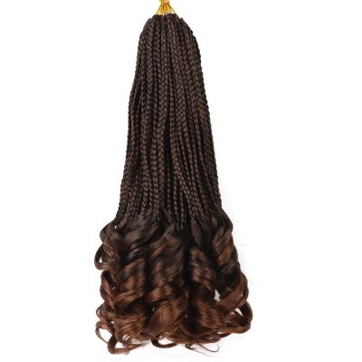 French Curl Crochet Braids Short French Curl Braiding Hair Pre Looped Crochet Hair for Black Women 16 Inch Box Braids Crochet Hair with Curly Ends French Curly Braiding Hair Extensions(T30)