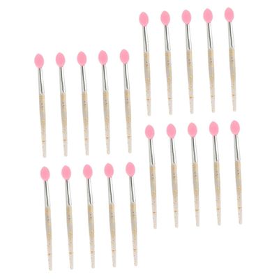 FOMIYES 20pcs Mini Silicone Lip Brush for Lipstick Makeup Applicator Gold Powder Tip to Use