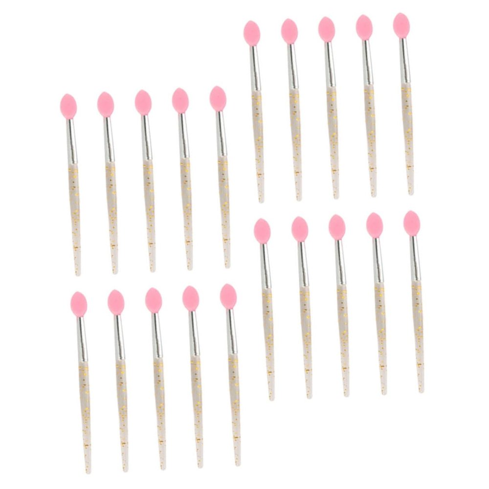 FOMIYES 20pcs Mini Silicone Lip Brush for Lipstick Makeup Applicator Gold Powder Tip to Use