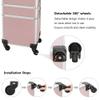 OmySalon Aluminum 4 in 1 Rolling Makeup Train Case, Travel Organizer Cosmetic Case, Cosmetology Display Suitcase Beauty Storage Luggage Lockable w/4 Removable Wheels (Pink) view 4