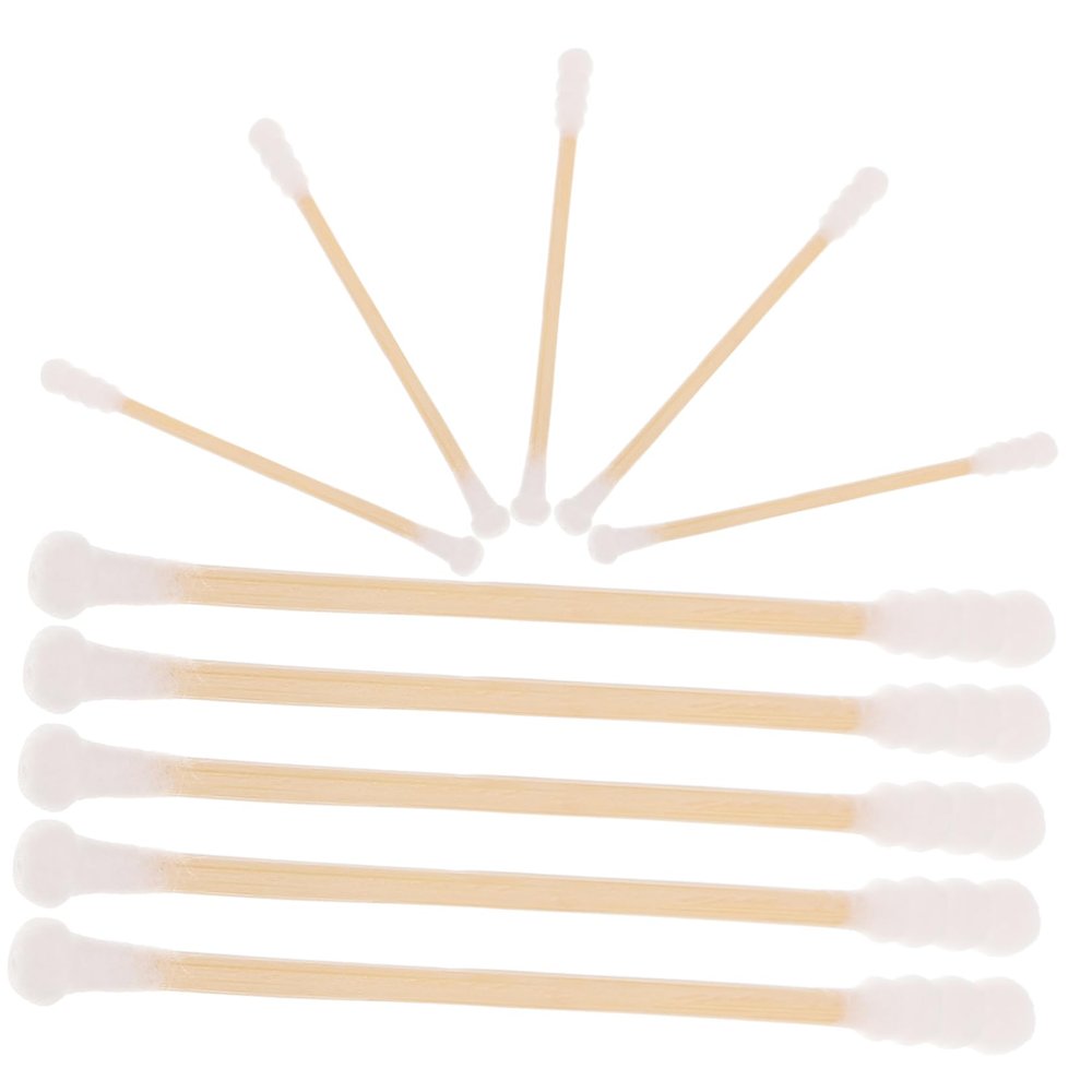 Baluue 100pcs Disposable Cotton Swabs for Care Double Ended Bamboo Sticks with Mushroom and Spiral Tips Safe Cotton Swabs for Hygiene and Ear Cleaning