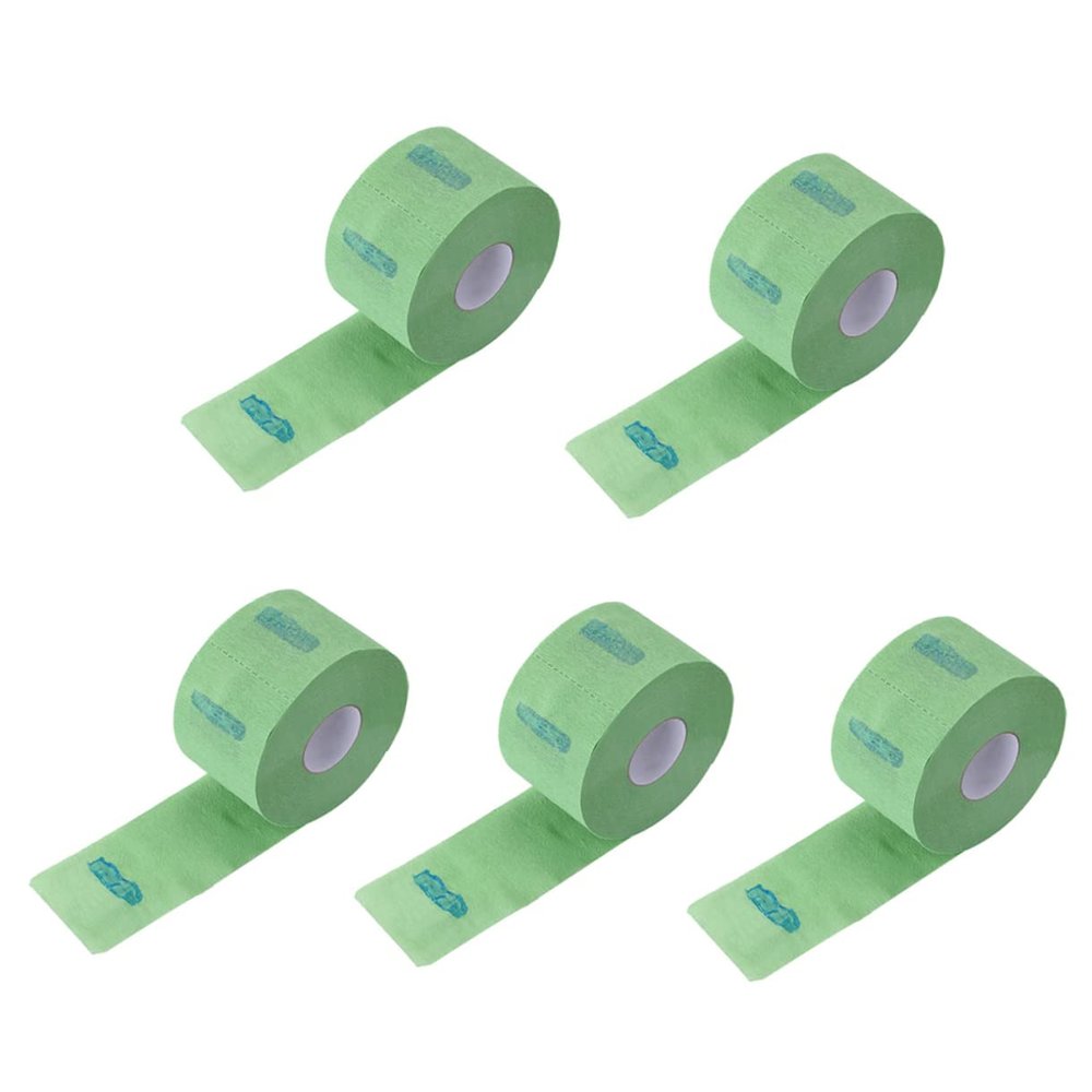 BIUDECO 5 Rolls Green Neck Strips for Hair Cutting Hair Covering Barber Neck Strip Papers Salon Supplies