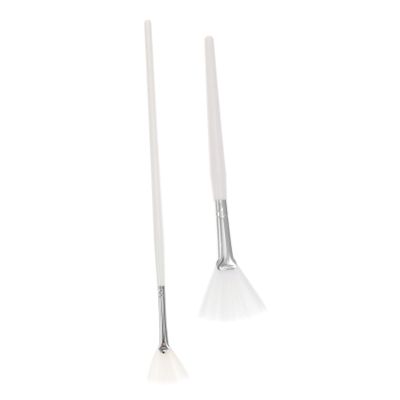 FRCOLOR 2pcs Fan Shaped Skin Care Brush for Face Masks Gentle Beauty Applicator with Short and Long Handles for Facial Mud and Application