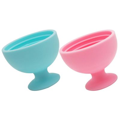 Baluue 2pcs Silicone Makeup Sponge Holders Elegant Organizers for Beauty Sponges Easy Clean Brush Cleaning Bowl with Suction Base Mint Blue Pink Colors
