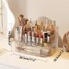 360 Rotating Stackable Clear Storage Drawers Vanity Organizer, Portable Makeup Storage Box for Countertop, Bathroom Bedroom Desk Cosmetic Display Cases, Ideal Gifts for Women (Clear white + 1 drawer) view 2