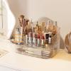 360 Rotating Stackable Clear Storage Drawers Vanity Organizer, Portable Makeup Storage Box for Countertop, Bathroom Bedroom Desk Cosmetic Display Cases, Ideal Gifts for Women (Clear white + 1 drawer) view 3