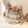 360 Rotating Stackable Clear Storage Drawers Vanity Organizer, Portable Makeup Storage Box for Countertop, Bathroom Bedroom Desk Cosmetic Display Cases, Ideal Gifts for Women (Clear white + 2 drawers) view 2