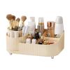 360 Rotating Stackable Clear Storage Drawers Vanity Organizer, Portable Makeup Storage Box for Countertop, Bathroom Bedroom Desk Cosmetic Display Cases (Creamy white open storage box) view 1