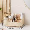 360 Rotating Stackable Clear Storage Drawers Vanity Organizer, Portable Makeup Storage Box for Countertop, Bathroom Bedroom Desk Cosmetic Display Cases (Creamy white open storage box) view 2