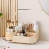 360 Rotating Stackable Clear Storage Drawers Vanity Organizer, Portable Makeup Storage Box for Countertop, Bathroom Bedroom Desk Cosmetic Display Cases (Creamy white open storage box) view 3