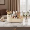 360 Rotating Stackable Clear Storage Drawers Vanity Organizer, Portable Makeup Storage Box for Countertop, Bathroom Bedroom Desk Cosmetic Display Cases (Creamy white open storage box) view 4