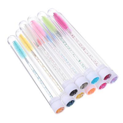 Baluue 20pcs Portable Decorative Eyelash Brush Comb with Crystal Design for Makeup Lightweight Disposable Mascara Wands for Eyebrow and Eyelash Applications