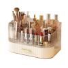 360 Rotating Stackable Clear Storage Drawers Vanity Organizer, Portable Makeup Storage Box for Countertop, Bathroom Bedroom Desk Cosmetic Display Cases, Ideal Gifts for Women (Cream white + 1 drawer) view 1