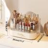 360 Rotating Stackable Clear Storage Drawers Vanity Organizer, Portable Makeup Storage Box for Countertop, Bathroom Bedroom Desk Cosmetic Display Cases, Ideal Gifts for Women (Cream white + 1 drawer) view 2