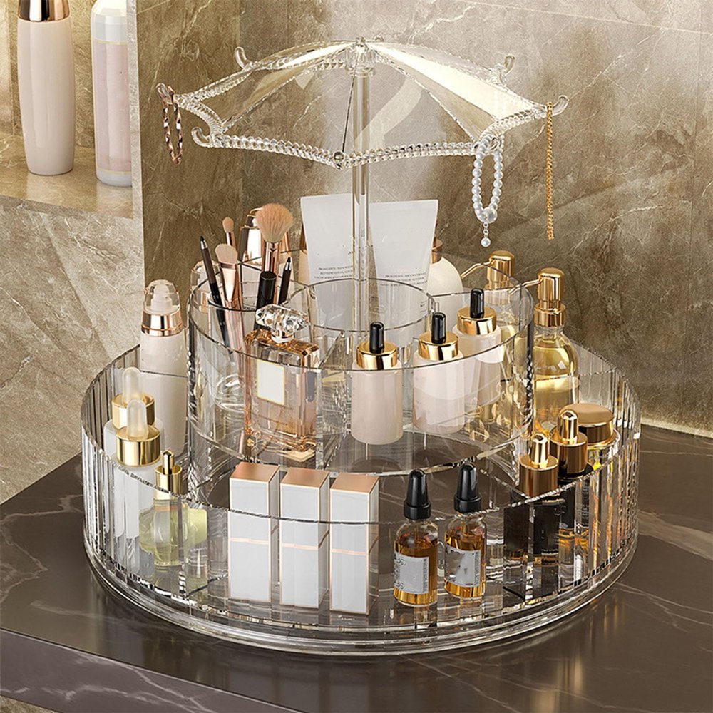 360 Degree Rotating Makeup Rotating Makeup Organizer, Cosmetic Display Cases Organizer, Innovative Design for Easy Viewing, Multi Purpose Organizer Fits for Brushes