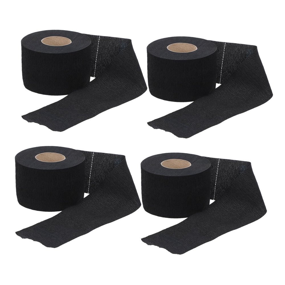 FOMIYES 4rolls Disposable Barber Neck Strips Stretchy Black Neck Protection Paper for Hair Cutting Salon Accessories Lightweight Easy to Use for Stylists and Home Users