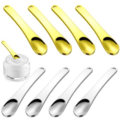 Baluue 8pcs Metal Spatulas for Skincare and Makeup Reusable Cosmetic Cream Applicators for Facial Masks and Creams Convenient Hanging Design