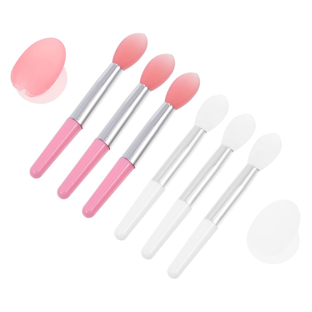 Baluue 2sets Lip Balm Applicator Sticks Sleep Mask Brush Lip Care White and Handles Compact Tool for Daily Makeup Use