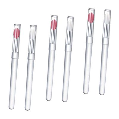 Baluue 6pcs Lidded Silicone Lip Brush for Lipstick Lip Application Portable Makeup Tool Dust Cover Easy to Use and Clean for Travel and Daily Makeup