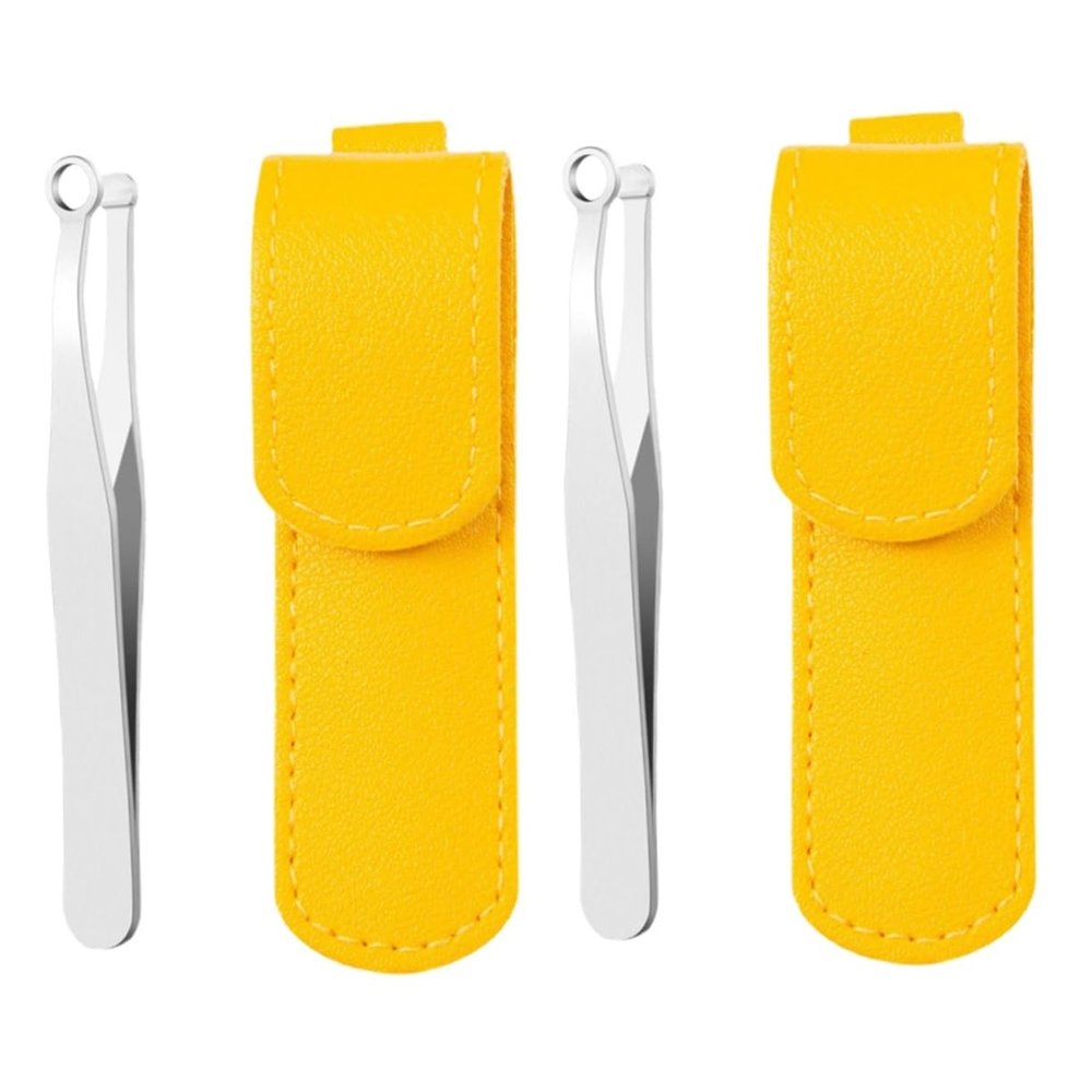 HAPINARY 2 Sets Nasal Precision Tweezers Stainless Steel Nose Hair Trimmer Round Tip Clip for Ear Wax Removal