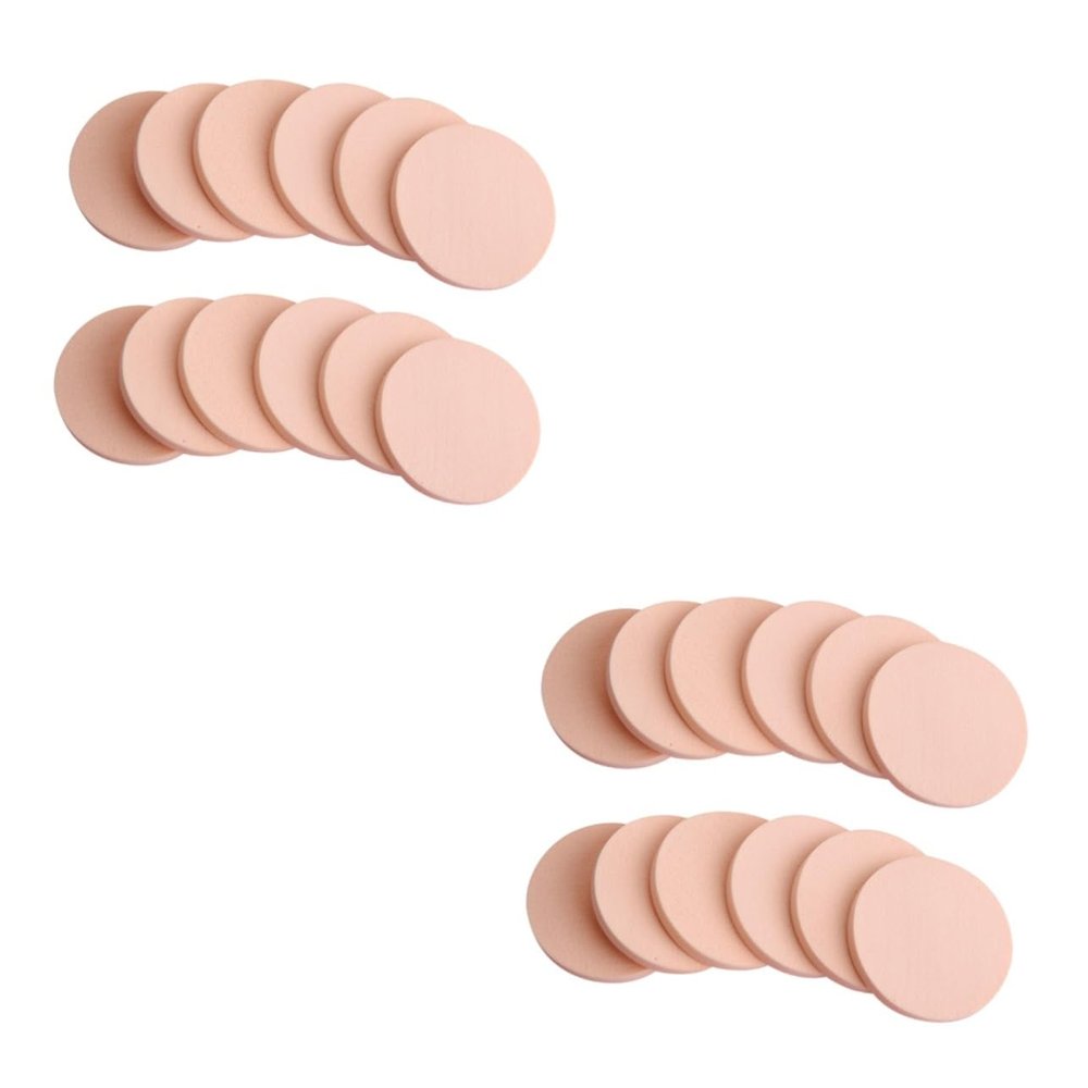 Beatifufu 2sets Makeup Sponges for Blending Round Powder Puff Wet Dry Elastic Face Powder Compact 24pcs*2