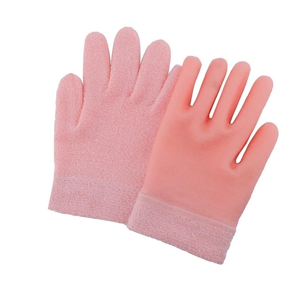 1 Pair Moisturizing Gloves with Gel LiningDry Hand RepairHydrating Cracked Hand Healing GlovesSoft Hydrating & Infused Gel Spa Gloves(Pink)