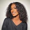 13x4 Bob Wig Human Hair Short Deep Wave Lace Front Wigs Human Hair 180% Density Deep Curly HD Lace Frontal Human Hair Wig for Women Glueless Wig Pre Plucked Natural Hairline 14 Inch view 1